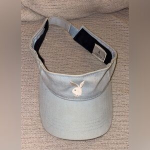 Playboy Golf Visor Hat Cap Adjustable Light Blue White Bunny 80’s Rare Vintage
